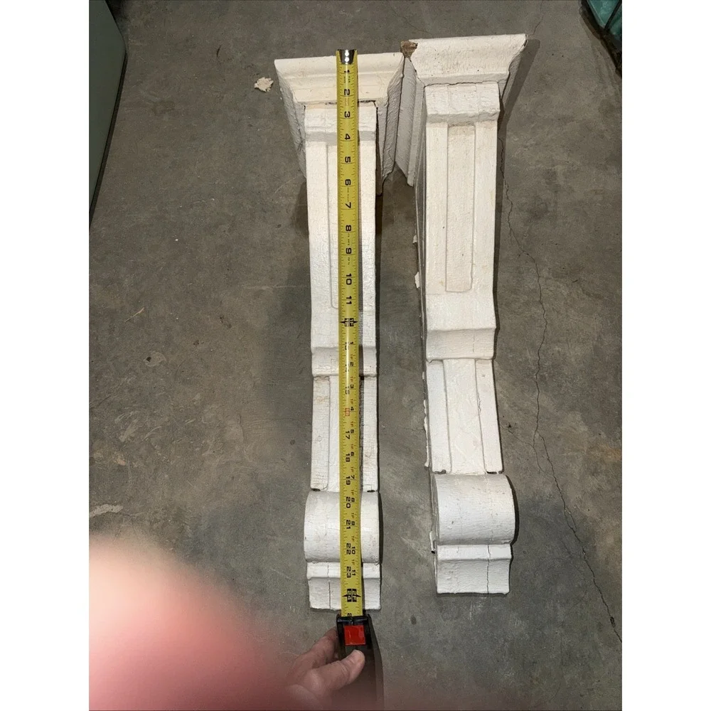 Pair Of 25in antique White wooden‎ corbels Vintage
